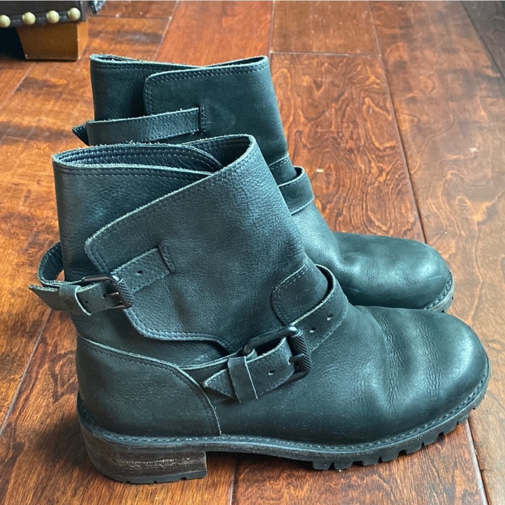 EUC All Saints Black Leather Moto Biker Boot - Sz 39